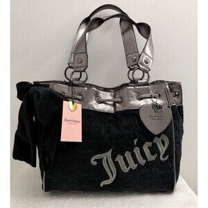 Juicy Couture DayDreamer Vintage Dreams Tote Bag Black Chic Gunmetal Y2K NWT